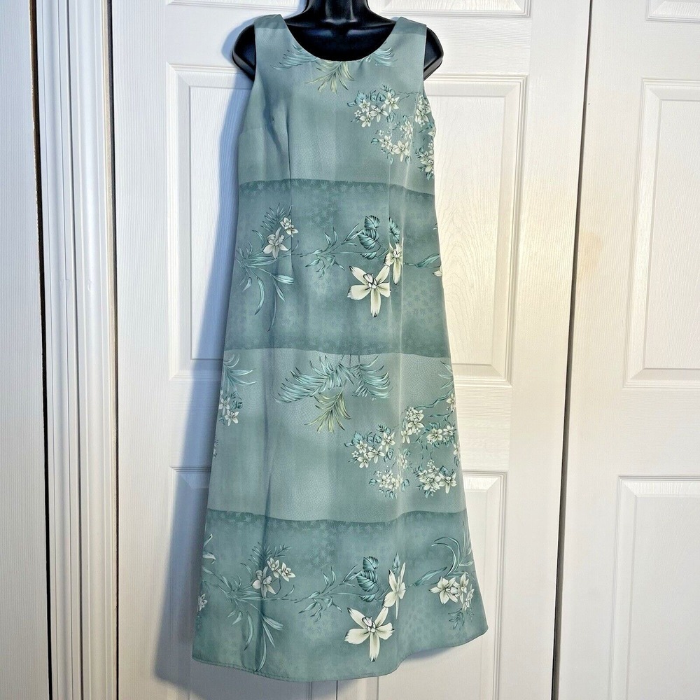 Bedford Fair Lifestyles 90s Green Floral Lily Maxi Dress Women 10P Sleeveless‎